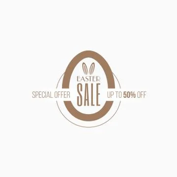 Gold colored egg shaped easter sale label banner Stock Illustration