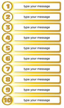 Gold colored list template for writing of ten tips Stock Illustration