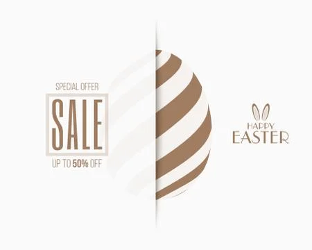 Gold colored paper cut easter sale banner Stock Illustration