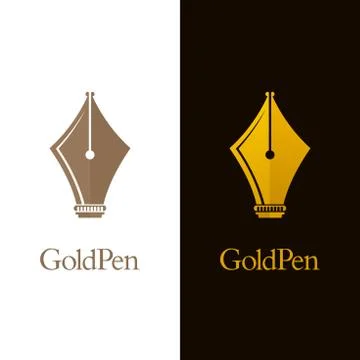 Gold Colored Pen Logos Stock Illustration