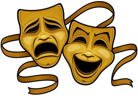 Gold Comedy And Tragedy Theater Masks Stock Illustration
