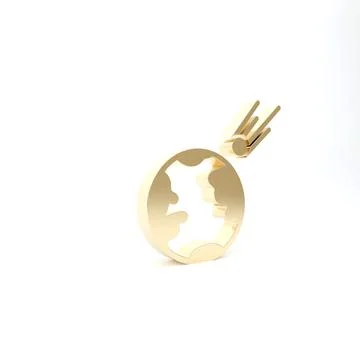 Gold Comet falling down fast icon isolated on white background. 3d illustrati Stock Illustration