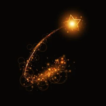 Gold comet with a star Stock Illustration