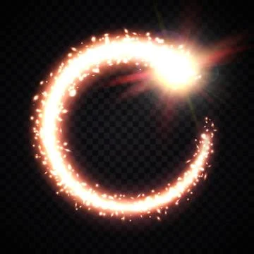 Gold comet tail frame on transparent. Magic vortex Stock Illustration