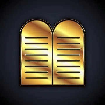 Gold The commandments icon isolated on black background. Gods law concept Illustrazione stock