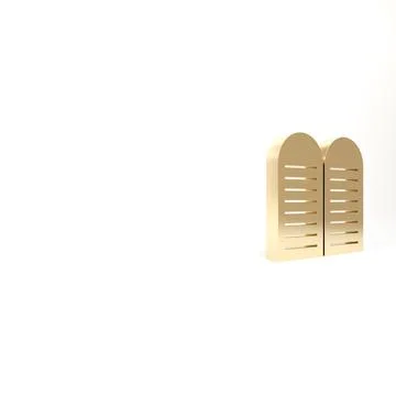 Gold The commandments icon isolated on white background. Gods law concept. 3d Illustrazione stock