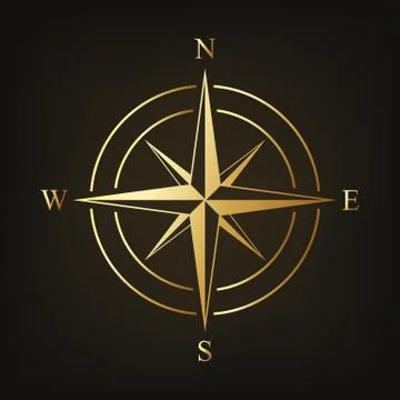 Gold compass icon. Vector illustration. Stock Illustration