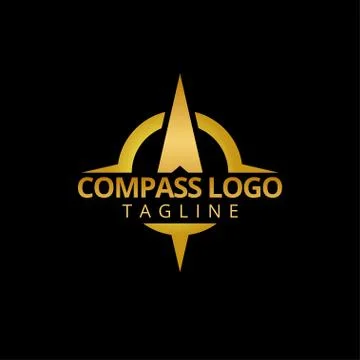 Gold compass logo template Stock Illustration