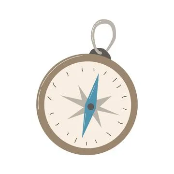 Gold compass in retro style on a white background Stock Illustration