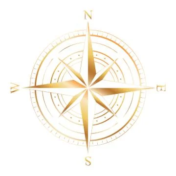 Gold Compass Rose. Vector illustration. Stock Illustration