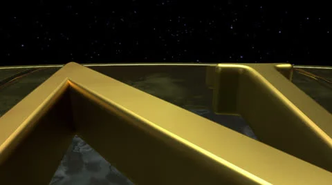 Gold Compass in Space Stock Footage 24507188
