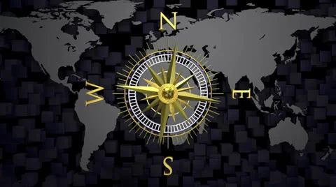Gold compass on a worldmap Stock Footage 24507108