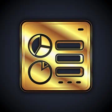Gold Computer api interface icon isolated on black background. Application Stockillustratie