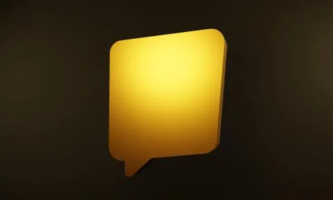 Gold computer generated 3D chat or speech bubble or balloo Stock Illustration