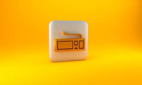 Gold Computer keyboard icon isolated on yellow background. PC component sign Stock-Illustration
