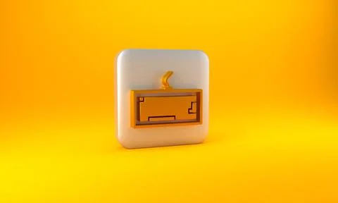 Gold Computer keyboard icon isolated on yellow background. PC component sign Stock-Illustration