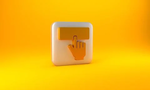 Gold Computer keyboard icon isolated on yellow background. PC component sign Stock-Illustration