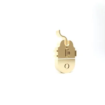 Gold Computer mouse gaming icon isolated on white background. Optical with wh Stock Illustration