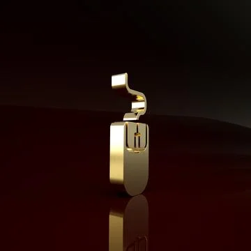 Gold Computer mouse icon isolated on brown background. Optical with wheel sym Stock Illustration