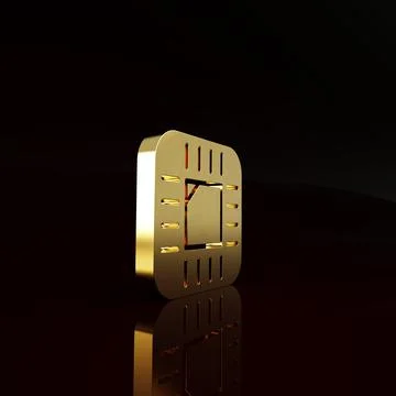 Gold Computer processor with microcircuits CPU icon isolated on brown backgro Stock Illustration