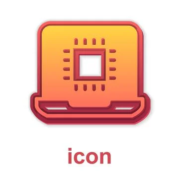 Gold Computer processor with microcircuits CPU icon isolated on white background 스톡 일러스트