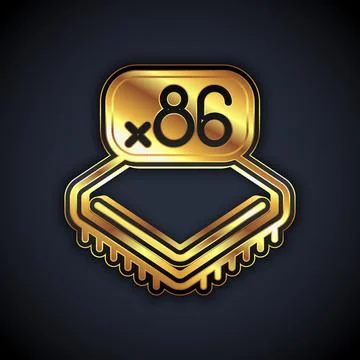 Gold Computer processor with microcircuits CPU icon isolated on black background Stock Illustration