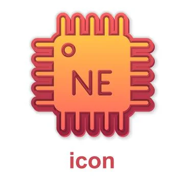 Gold Computer processor with microcircuits CPU icon isolated on white backg.. Stock Illustration