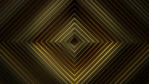 Gold concentric rhombs with ripple effect seamless loop 3D render animation Stock Footage 156370403
