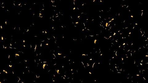 Gold Confetti / Alpha Channel Stock Footage