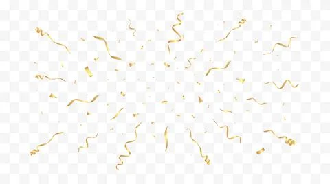 Gold confetti background. Festive backdrop. Party design with golden ribbons Stock Illustration