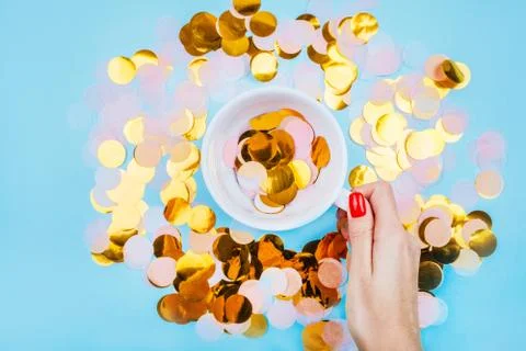 Gold confetti background Stock Photos
