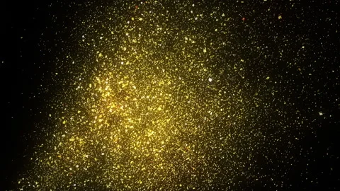 Gold confetti on black background Stock Footage 160361328