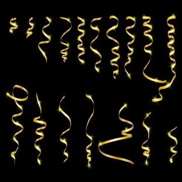 Gold confetti on a black background Illustrazione stock