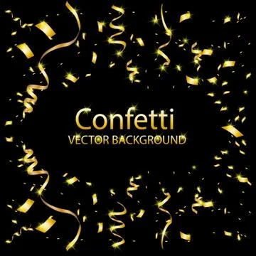 Gold confetti on a black background Stock Illustration