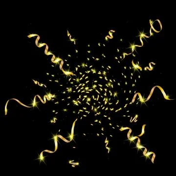 Gold confetti on a black background Stock Illustration