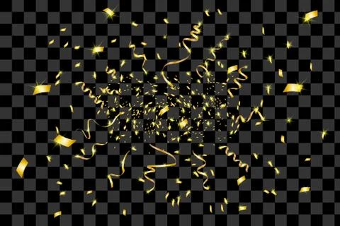 Gold confetti on a black background Stock Illustration