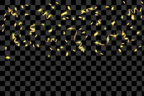 Gold confetti on a black background Illustrazione stock