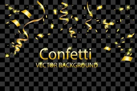 Gold confetti on a black background Stock Illustration