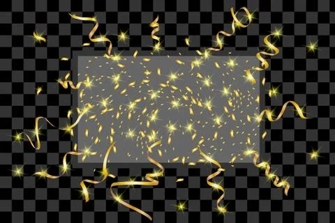 Gold confetti on a black background Stock Illustration