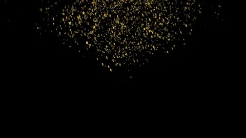 Gold confetti explosion falling down. Alpha Channel Included. 4K Stock Footage