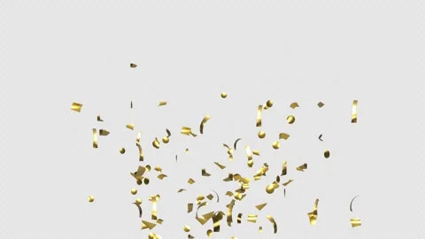 Gold Confetti Explosions on Alpha Matte Channel Stock Footage 278839531
