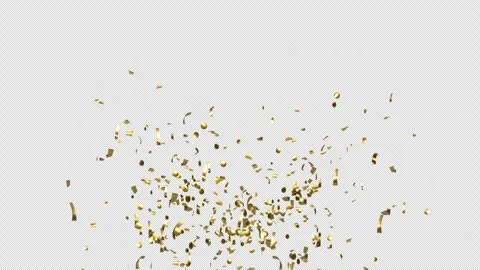Gold Confetti Explosions on Alpha Matte Channel Stock Footage 278839750