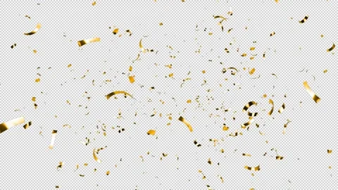 Gold Confetti Falling on Alpha Background, Luma Matte Channel. Stock Footage 253231138
