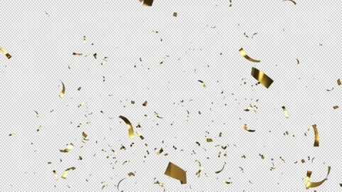 Gold Confetti Falling on Alpha Background, Luma Matte Channel. Stock Footage 253231586