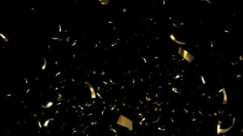 Gold Confetti Falling on a a Black, Green, Blue and White Background. Stock Footage 253416577