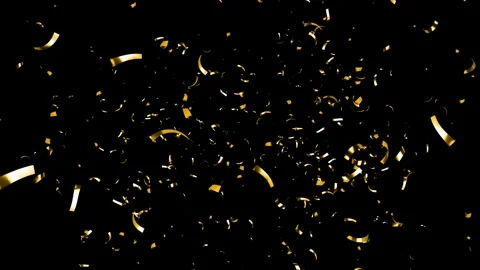Gold Confetti Falling on a a Black, Green, Blue and White Background. Stock Footage 253417329
