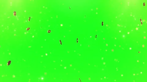 Gold confetti falling on green screen background. Shiny festive particles for 스톡 동영상 339396423