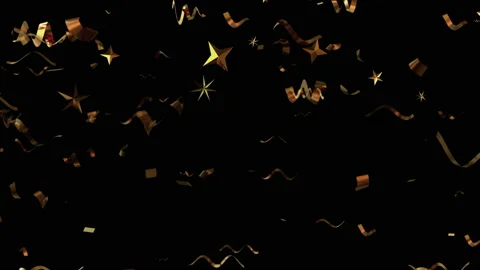 Gold confetti falling isolated on black background. Stock Footage 120911887