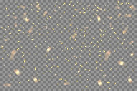 Gold confetti falling on transparent background. Birthday party or Christmas 스톡 일러스트