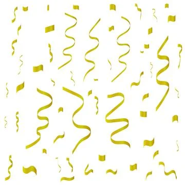 Gold confetti falling on a white background. Perfect for celebration themes Stock Illustration